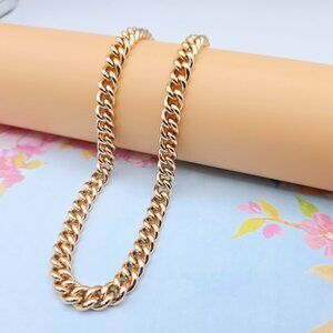 "Heavy Rose Gold Cuban Chain Necklace for Men & Women, 19.7 Inch, XPNL0083